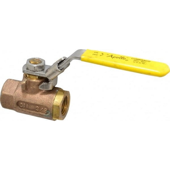 Apollo. 3/8" Pipe, Bronze Standard Ball Valve 2 Piece, Inline - One Way Flow, FNPT x FNPT Ends, Locking Lever Handle, 600 WOG