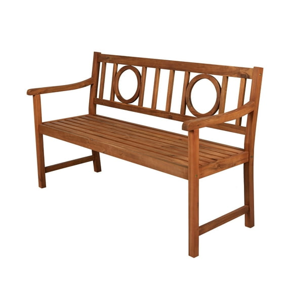 Apollo 51.2" 3-Seat Circle-Back 600-Lbs Support Acacia Wood Outdoor Garden Patio Bench, Teak