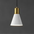 thumbnail image 1 of JONATHAN Y Apollo 6" 1-Light Mid-Century Modern Iron LED Pendant, White/Brass Gold, 1 of 11