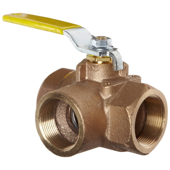 Apollo 70-600 Series Bronze Ball Valve, Two Piece, 3-Port Diverting, Lever, 1-1/4" NPT Female CA3