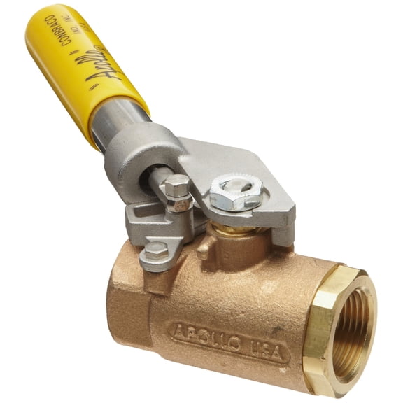 Apollo 71-500 Series Bronze Ball Valve, Two Piece, Inline, Spring-Close Lever, 1" NPT Female CA3