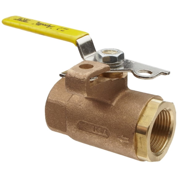Apollo 75-100 Series Bronze Ball Valve with Automatic Drain, Two Piece, Inline, Lockable Lever, 3/4" NPT Female CA3