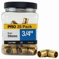 thumbnail image 1 of Apollo APXE3425JR Pipe Elbow, 3/4 in, Barb, 90 deg Angle, Brass, 200 psi Pressure - pack of 25, 1 of 6