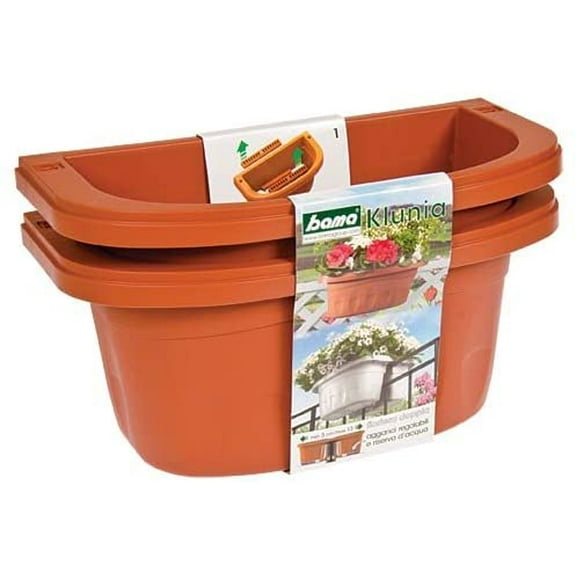 Apollo Adjustable Railing Planter, Double-Sided, 16" Terra Cotta