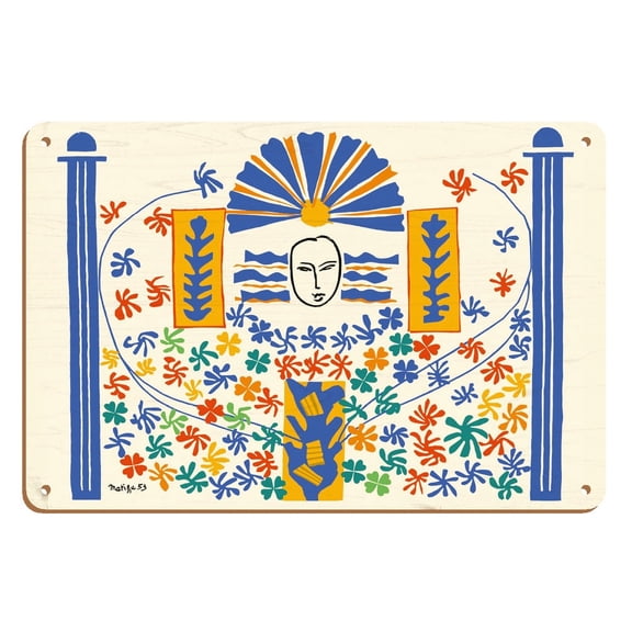 Apollo (Apollon) - Artist Model for a Ceramic Tile Mural - Matisse - Vintage Illustration by Henri Matisse c.1953 - 8 x 12 inch Vintage Wood Art Sign