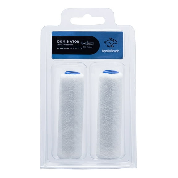 Apollo Brush Dominator Series Microfiber 3/16 Inch Click + Release Mini Roller Refill (2 Pack)