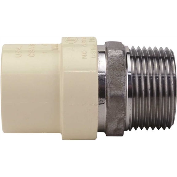 Apollo CPVCMA1 1 in. x 1 in. CPVC CTS Slip Stainless Steel MPT Adapter