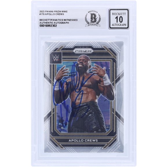Apollo Crews WWE Autographed 2023 Panini Prizm #179 Beckett Fanatics Witnessed Authenticated 10 Card - Fanatics Authentic Certified
