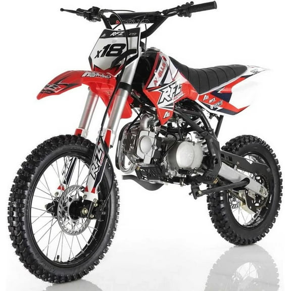 Apollo DB X18 125CC Racing Vitacchi Gas Dirtbike Manual with Kick Start Pitbike dirt bike for Youth & Adults - Color Sporty Red