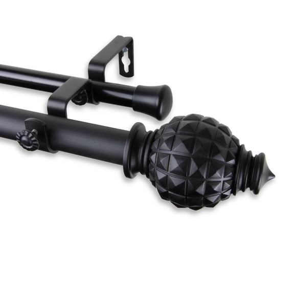 Apollo Double Curtain Rod 1" OD 66-120 inch - Black
