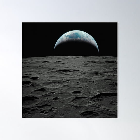 Apollo Earthrise Over Moon Poster Wall Art, Modern Wall Decor, 30x30 UNFRAMED
