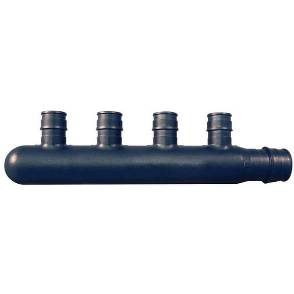 Apollo Valves ExpansionPEX Series EPXM4PT Closed Manifold, 6-1/2 in OAL, 1-Inlet, 3/4 in Inlet, 4-Outlet, Brass, Black