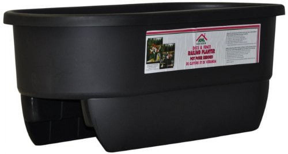 Apollo Exports Rectangular Plastic Dual Deck On-Rail Deck and Fence Planter, Black, 24in