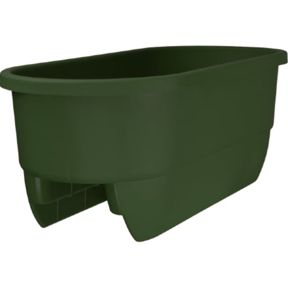 Apollo Exports Rectangular Plastic Dual Deck On-Rail Deck and Fence Planter, Green, 24"