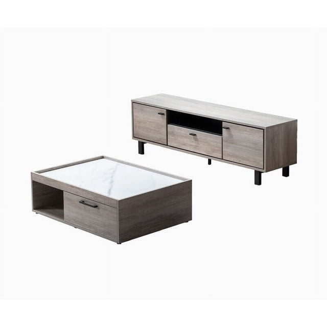 Apollo Gray Oak Finish TV Stand and Coffee Table Set - Walmart.com