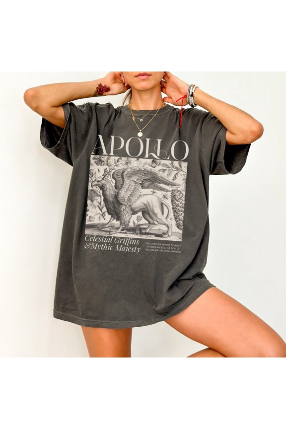 Apollo Greek Mythology Griffin Graphic Light Academia Bookish Cottagecore Aesthetic Comfort Colors Unisex Cotton T-Shirt, Size S-3XL