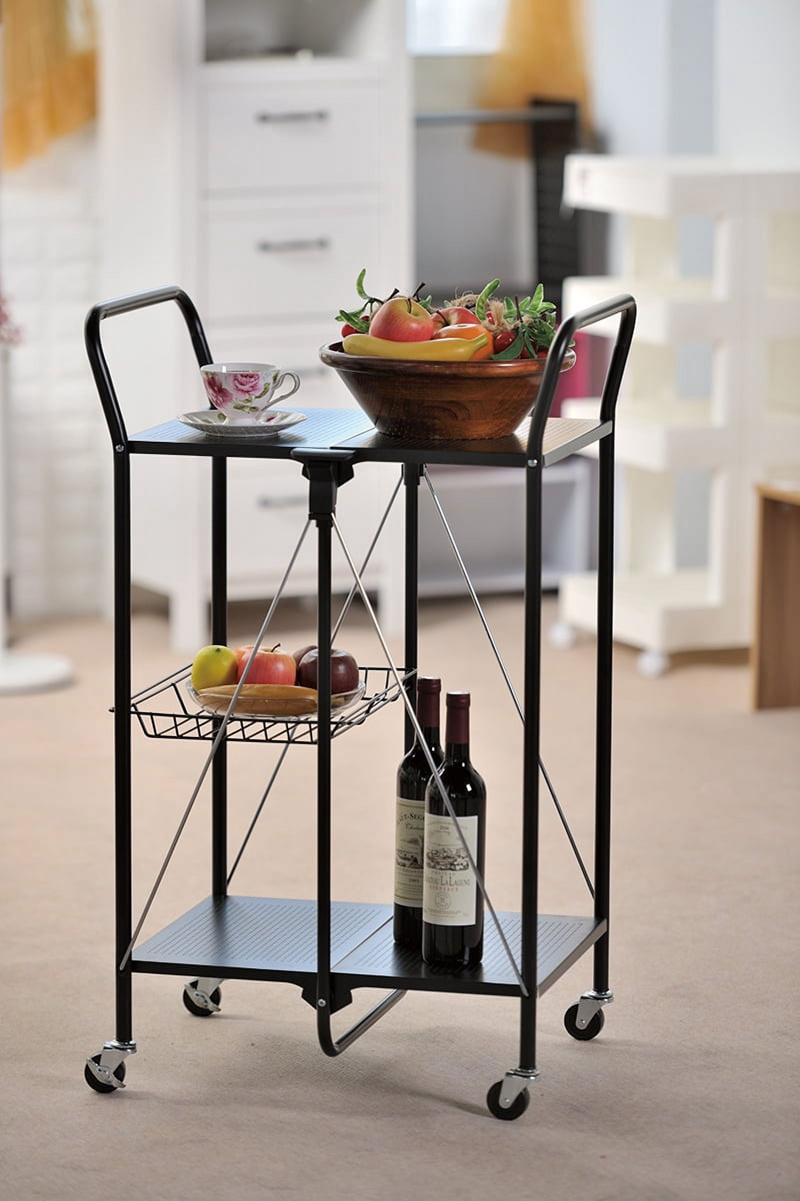 Apollo Hardware A-KC45AB Folding Utility and Kitchen Cart with 2 inch rubber wheels. (Black)