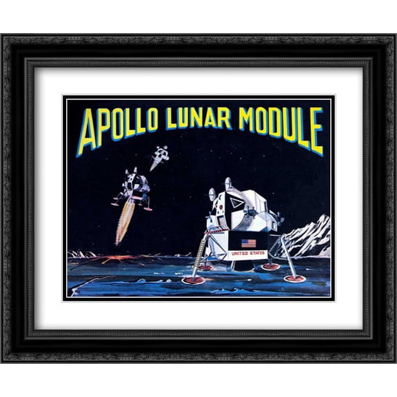 Apollo Lunar Module 2x Matted 24x20 Black Ornate Framed Art Print by Retrobot