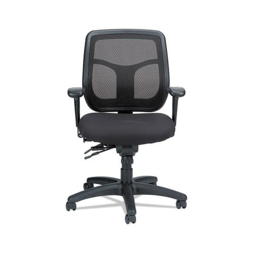 Adjustable Black Leather and Mesh Executive Swivel Chair with Armrests