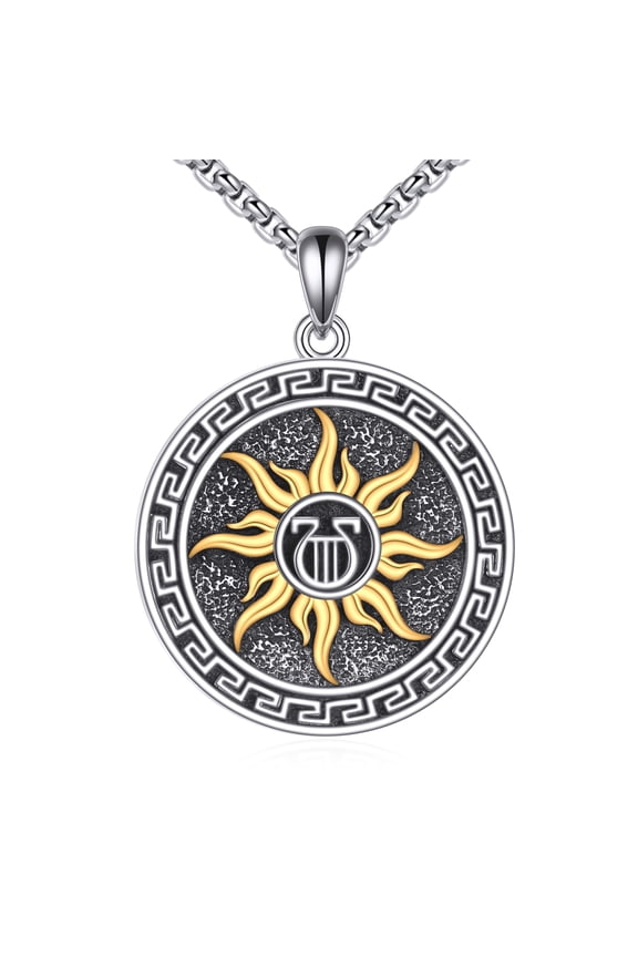 Apollo Necklace 925 Sterling Silver Apollo Sun Necklace for Men Greek Greece Amulet Jewelry Gifts, 22+2 Chain