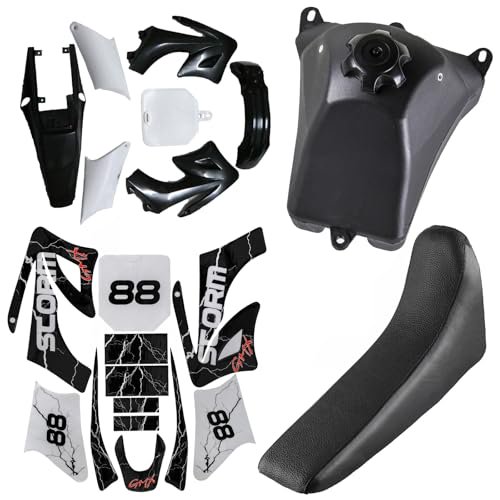 Apollo Orion Plastics Fender Fairing Kit Tall Seat Fuel Tank Graphics for 110cc 125cc 150cc Dirt Bike – Includes Front/Rear Fenders, Side Panels, Number Plate, and Shrouds