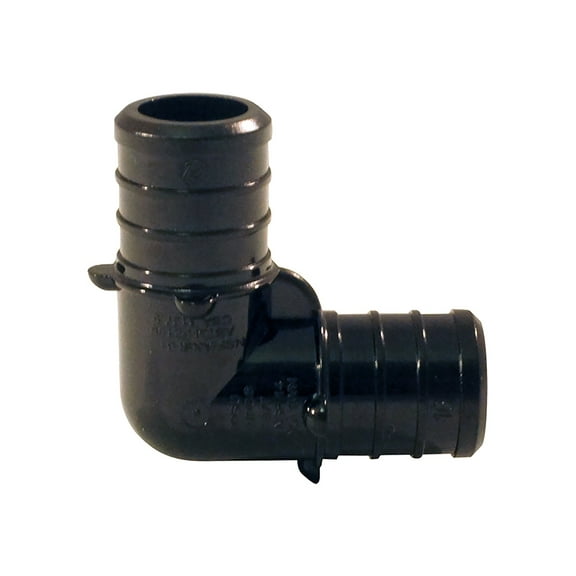 Apollo PXPAE115PK Pipe Elbow, 1 in, Barb, 90 deg Angle, Plastic, Black, 200 psi Pressure - pack of 5