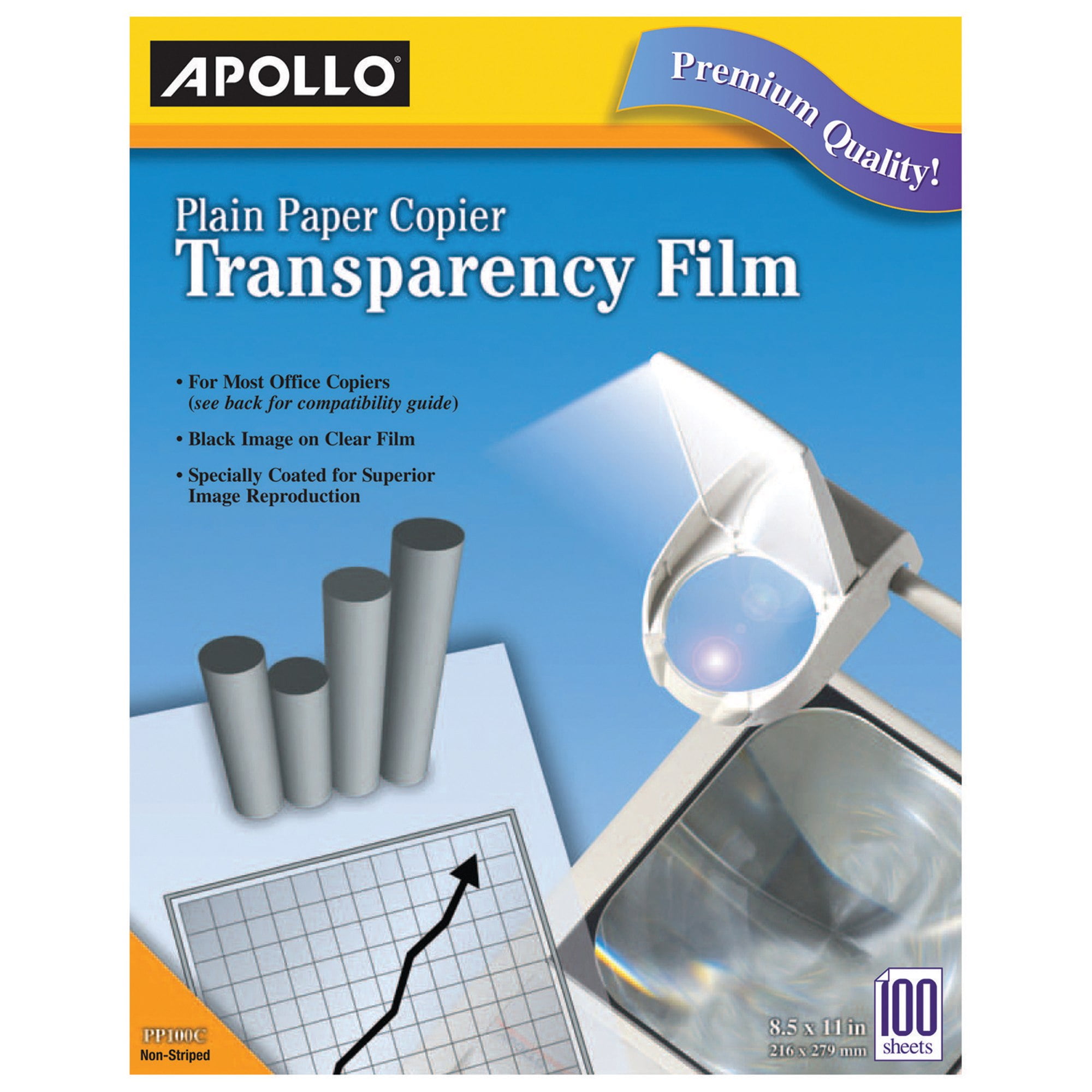 APOLLO, Transparency Film, Box Of 100, Black On Clear - Walmart.com