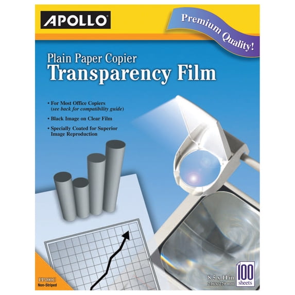 APOLLO, Transparency Film, Box Of 100, Black On Clear - Walmart.com