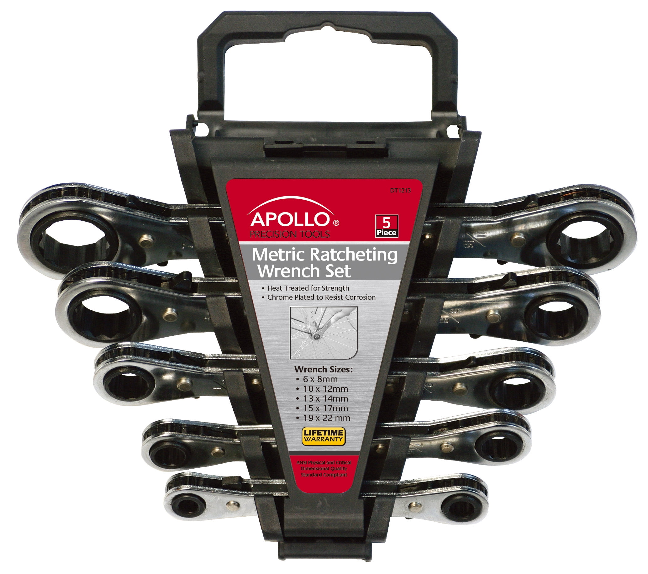 Apollo Precision Tools DT1213 5-Piece Ratcheting Wrench Set Metric