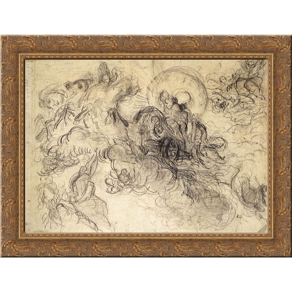 Apollo Slays Python 24x20 Gold Ornate Wood Framed Canvas Art by Eugene Delacroix