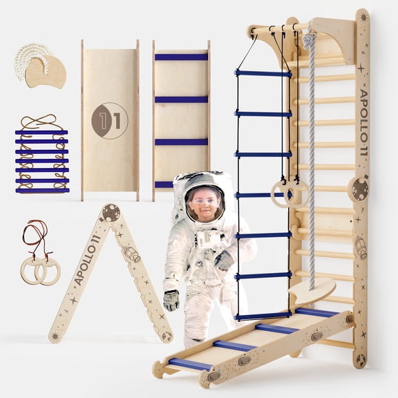 Goodevas Apollo 6-in-1 Swedish Wall: Space Climbing Gym & Moon Set for Kids 3-10