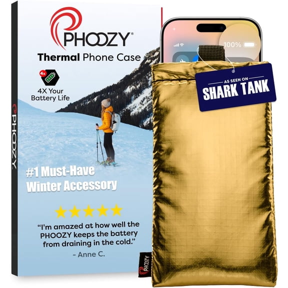 Apollo Thermal Phone Case | Insulated Pouch Extends Battery Life 3X in Freezing Weather Cold Resistant Drop Protection Military Grade Water Large Gold