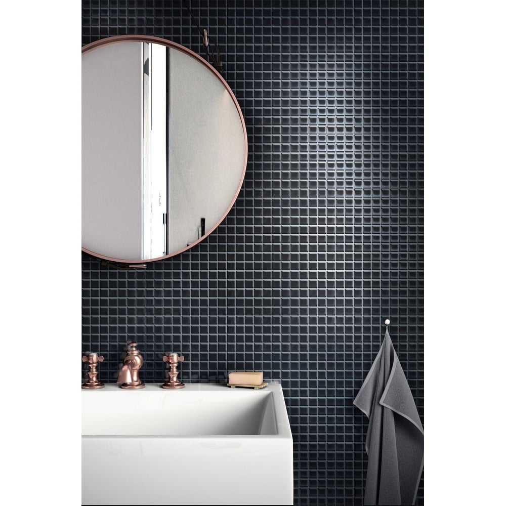 Black Polished Glass Mosaic Tile for Kitchen and Bathroom