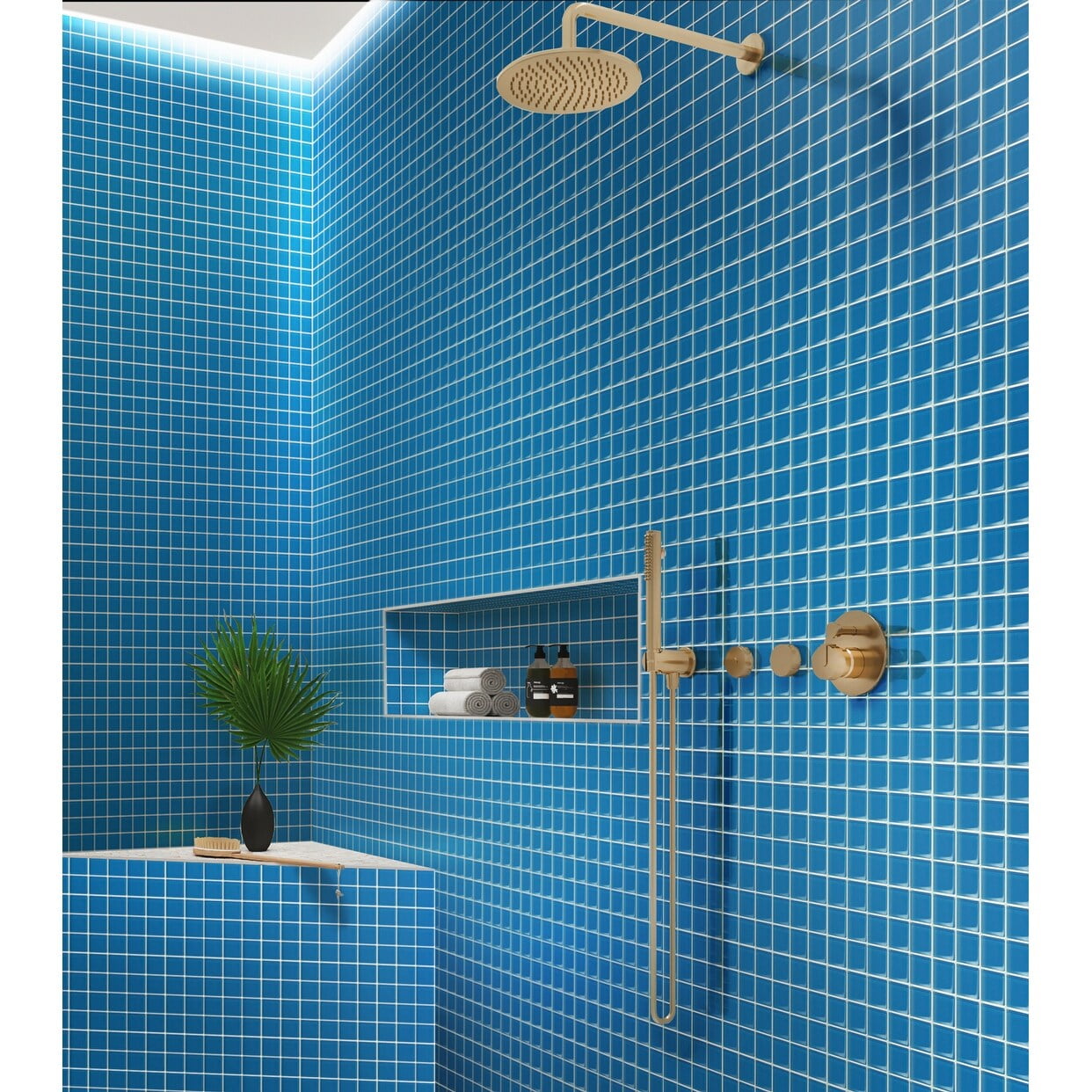 Sky Blue 11.8" x 11.8" Polished Glass Mosaic Tile