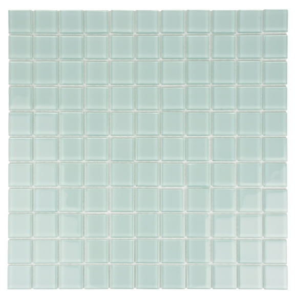 Apollo Tile 10 Pack 11.8-in x 11.8-in Cadet Blue Bevelled Glossy Finish Glass Mosaic Wall and Floor Tile (9.67 Sq ft/case)