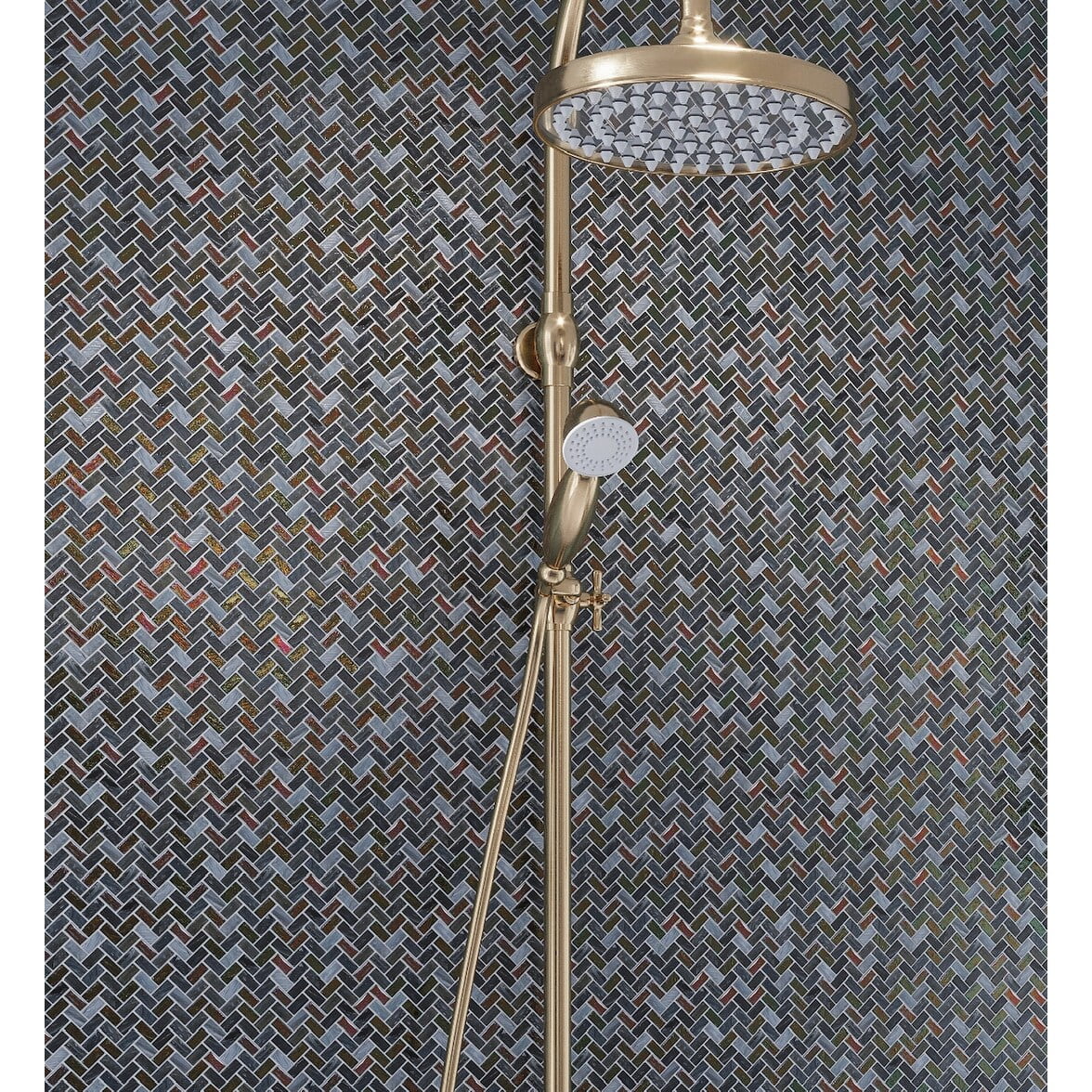 Apollo Dark Gray Herringbone Glass Mosaic Tile 11.8 x 11.9