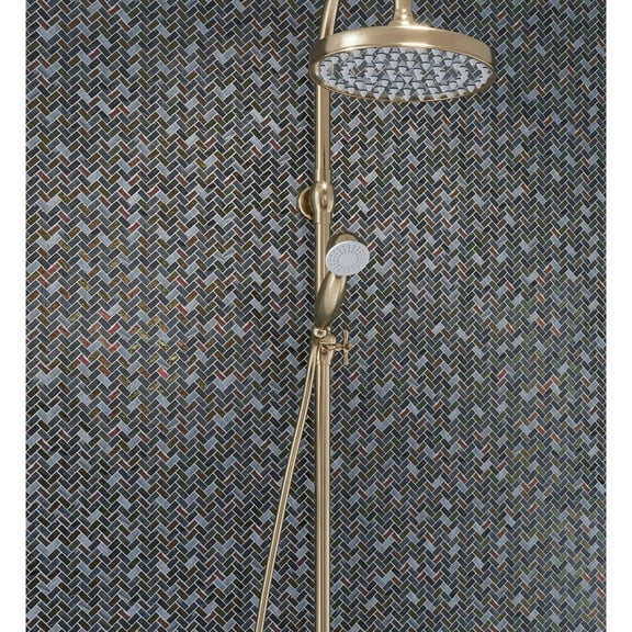 Apollo Tile 10 Pack 11.8-in x 11.9-in Dark Gray Herringbone Glossy Finished Glass Mosaic Floor and Wall Tile (9.75 Sq ft/case)