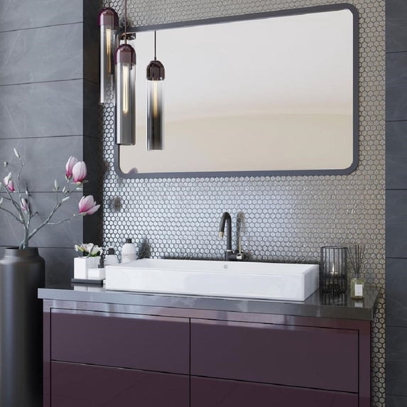 Apollo Tile 10 pack 10.8-in x 11.5-in Glossy Silver Hexagon Honed Glass Mosaic Floor and Wall Tile (8.63 Sq ft/case)