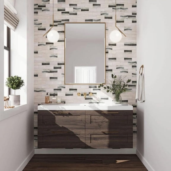 Apollo Tile 10 pack 11.5-in x 11.5-in Gray Wood Matte Finished Subway Recycled Glass Mosaic Tile (9.18 Sq ft/case)