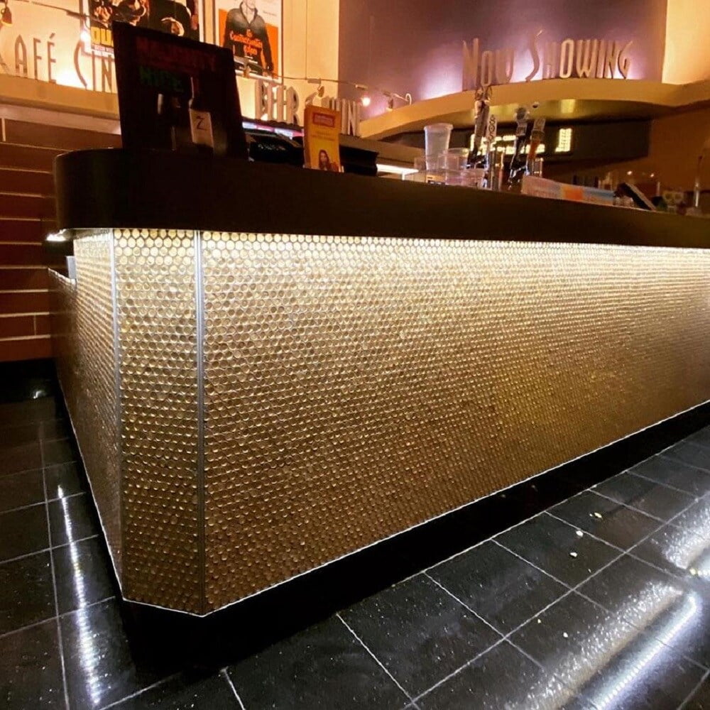 Gold Penny Round Glass Mosaic Tile for Walls and Backsplashes