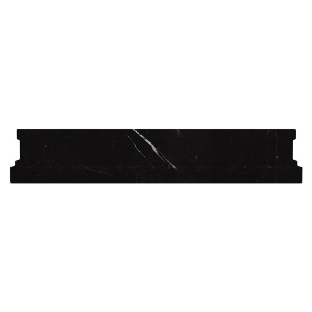 Black Polished Marble Chair Rail Tile Trim, 12" x 2"