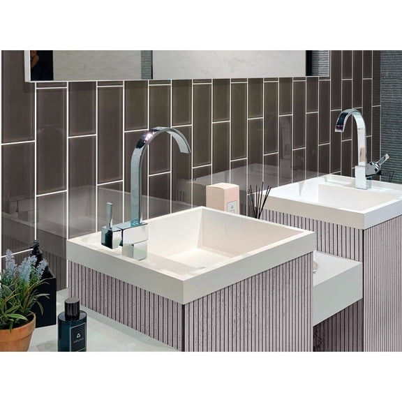 Apollo Tile   12 Pack 4-in x 16-in Dark Gray Rectangular Subway Glossy Finished Glass Mosaic Wall Tile (5.33 sq ft/case)