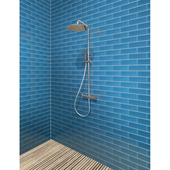 Apollo Tile 20 Pack 3-in x 12-in Blue Rectangular Subway Matte Finished Glass Mosaic Wall Tile (5 sq ft/case)