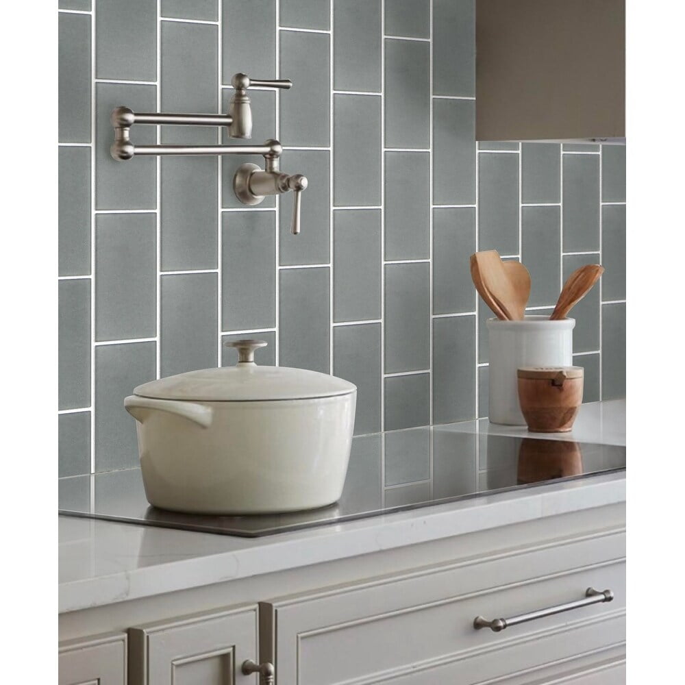 Glacier Gray 3" x 6" Matte Glass Subway Tile