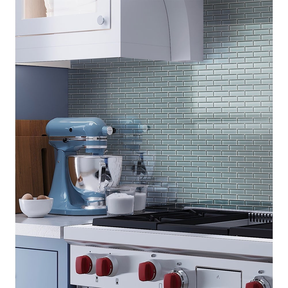 Apollo Tile   5 Pack 11.9-in x 11.9-in Slate Gray Rectangular Glossy Finished Glass Mosaic Wall and Floor Tile (4.92 sq ft/case)
