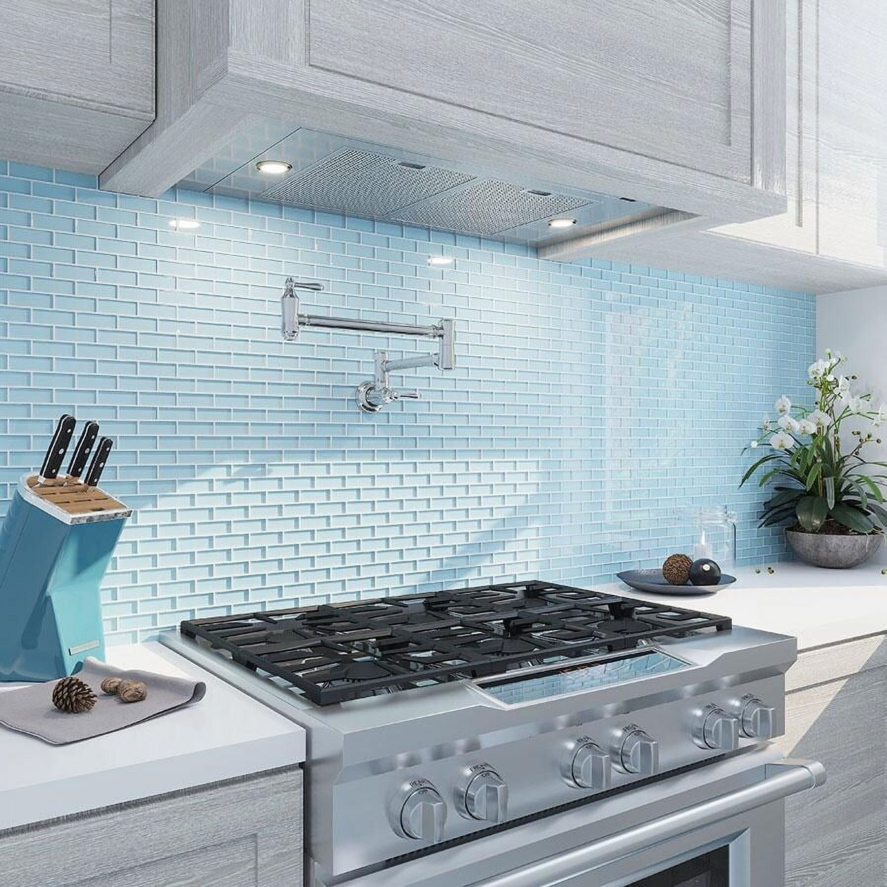 Sky Blue Glossy Glass Mosaic Tile for Kitchen and Bathroom