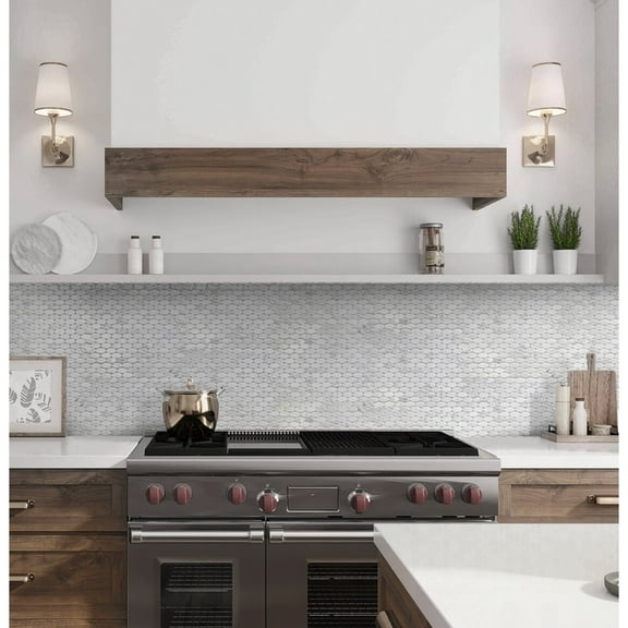 Apollo Tile 5 Pack White 11.2-in. x 11.6-in. Polished Oval Marble Mosaic Tile (4.51 Sq ft/case)