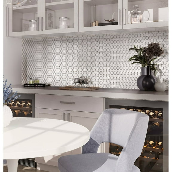 Apollo Tile 5 Pack White 11.2-in. x 11.7-in. Hexagon Polished Marble Mosaic Tile (4.55 Sq ft/case)