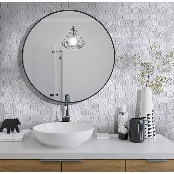 Apollo Tile 5 Pack White 11.8-in x 11.8-in Carrara Hexagon Polished Marble Mosaic Tile (4.83 sq ft/case)