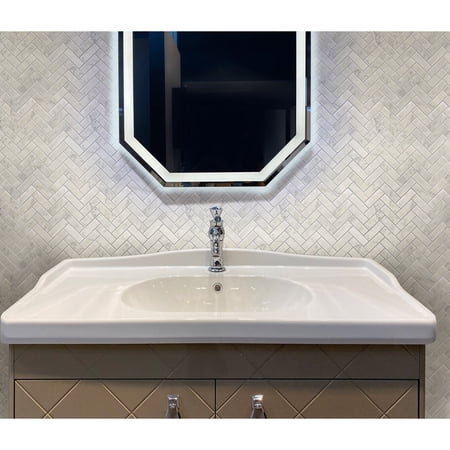Apollo Tile 5 Pack White 11.9-in x 12.8-in Honed Carrara Herringbone Marble Mosaic Tile (5.29 sq ft/case)